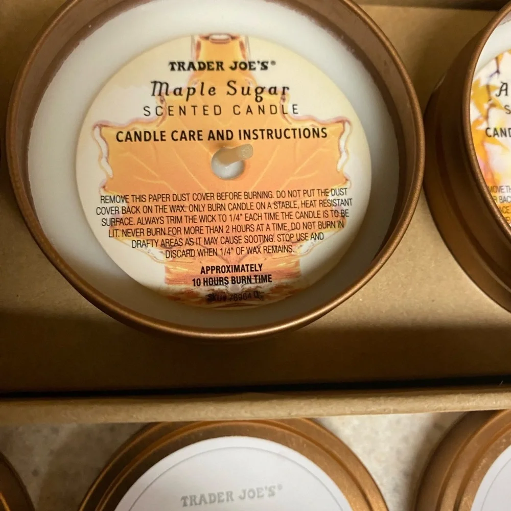 Trader Joe’s Fall Candle Tin Trio | Autumn Leaves Maple Sugar Chai NIB